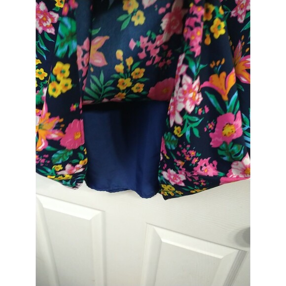 J. Crew Woman M High Ruffle Neck Floral Sleeveless Tank Keyhole Pullover - Picture 5 of 7